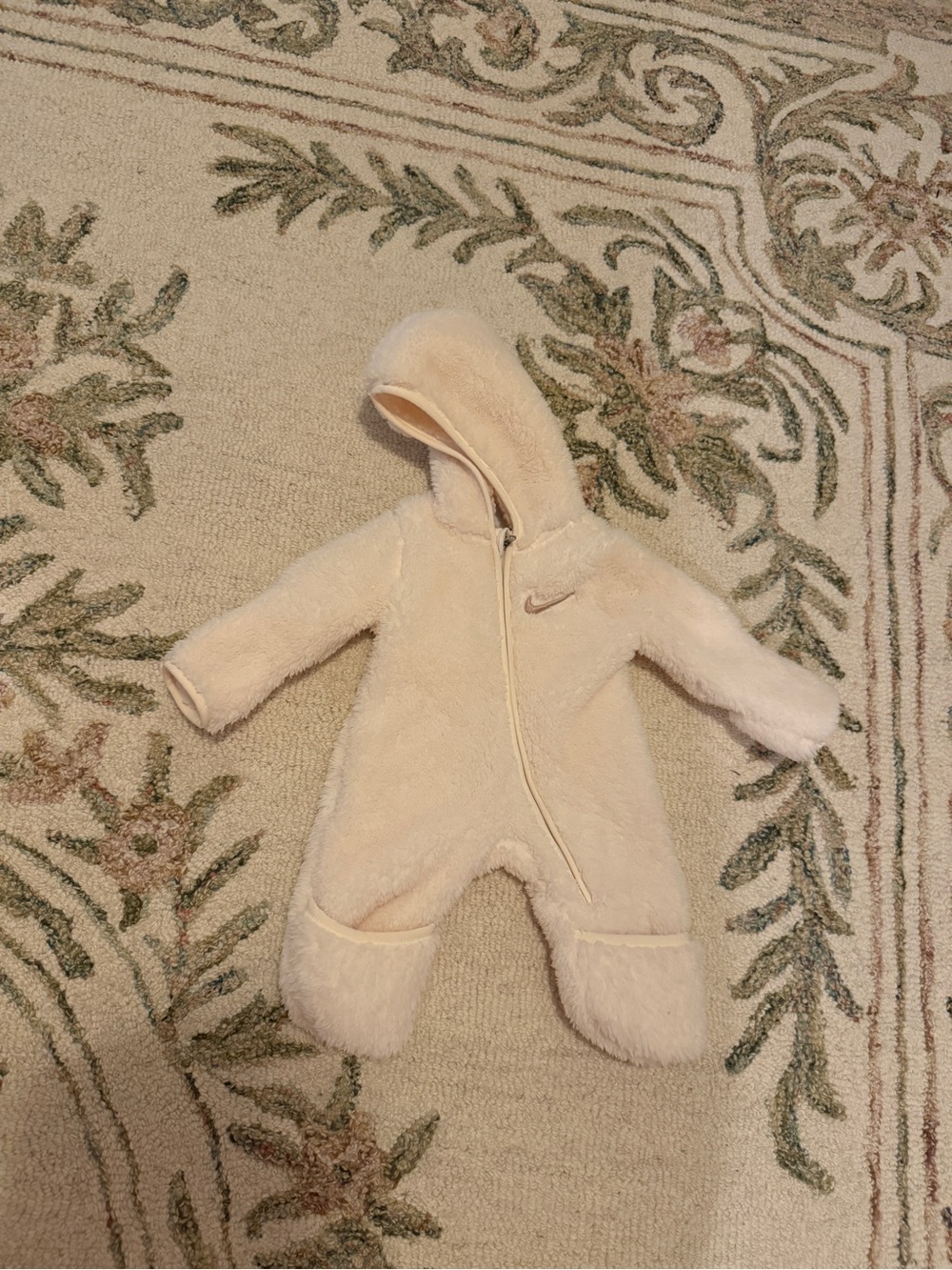Nike Cream Hooded Fleece Baby Footie One-Piece. Gender neutral